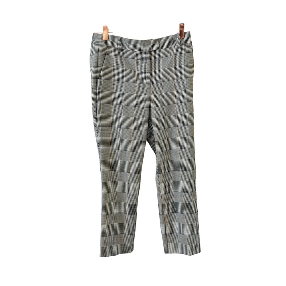 Reiss Glen Plaid Pants Womens 2 Gray Slim Straight Career Office Y2K